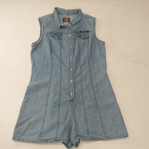 Vintage Chambray Romper Blue Denim Sleeveless 80's - Picture 1 of 8